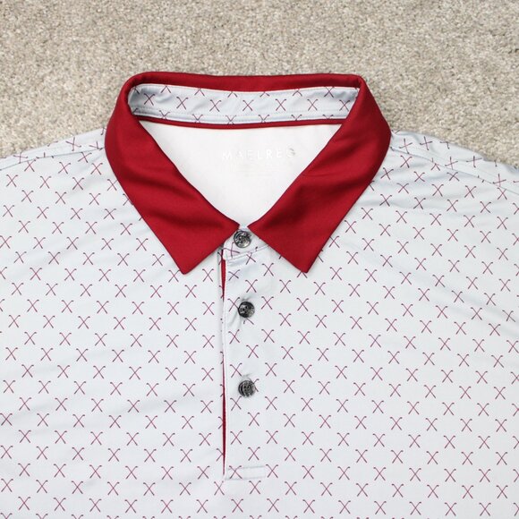 Maelreg Performance AOP Polo Shirt Mens XL Gray/Red Golf Club All Over Print S/S - Picture 6 of 13
